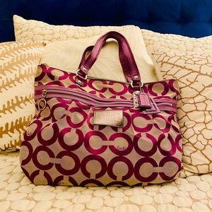 Coach Poppy Monogram Canvas Tote